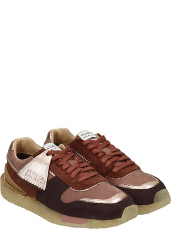 Clarks Torrun Sneakers In Rose-pink Suede And Fabric