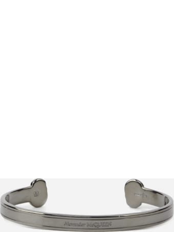 Alexander McQueen Twin Skull Bracelet In Brass
