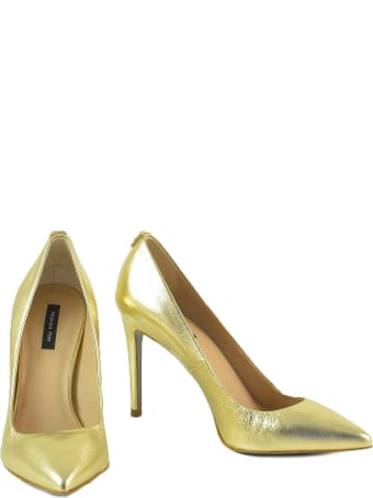 Patrizia Pepe Gold Laminated Leather Pumps