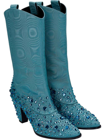 Gucci Texan Ankle Boots In Green Polyester