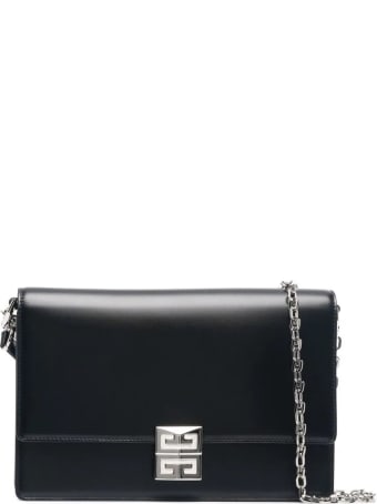 Givenchy Medium 4g Bag In Black Box Leather With Silver Chain