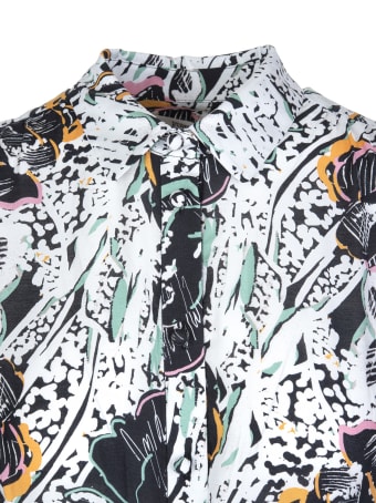 Diane Von Furstenberg Luna Midi Chemisier Dress In Cotton Patchwork Floral Medium Ivory