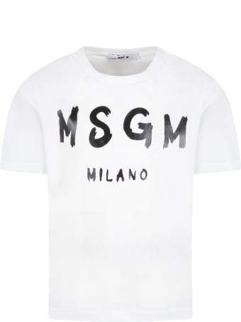 MSGM White T-shirt For Kids With Logo
