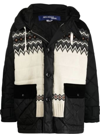 Junya Watanabe Comme Des Garçons Hooded Padded Caban W/knitted Inserts