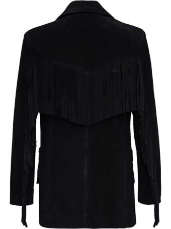 Washington Dee-Cee Black Suede Blazer With Fringes
