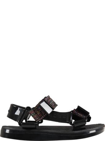 Melissa Black Sandals For Girl With Logo