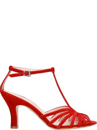 Anna F. Sandals In Red Suede
