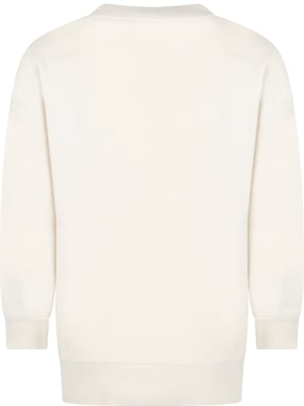 Gucci Ivory Sweatshirt For Kids With Gucci Cherry Print
