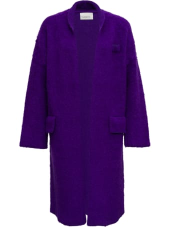 Laneus Wool Blend Purple Long Cardigan