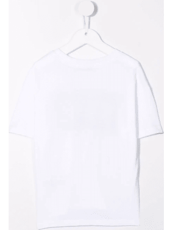 MSGM Kids White And Black Box Logo T-shirt