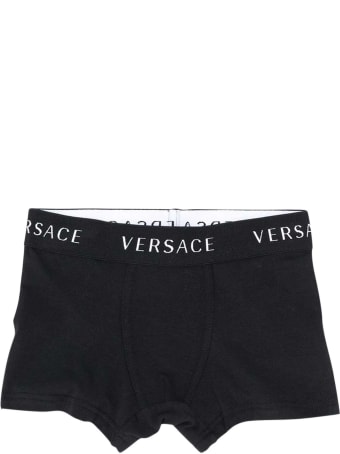Versace Black And White Slips Set With Young Print