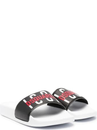 Dsquared2 White And Black D2kids Icon Slides