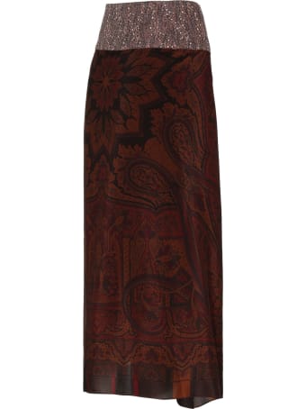 Ibrigu Fantasy Multicolor Silk Wrap Midi Skirt