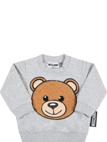 Moschino Grey Sweatshirt For Baby Kids With Teddy Bear