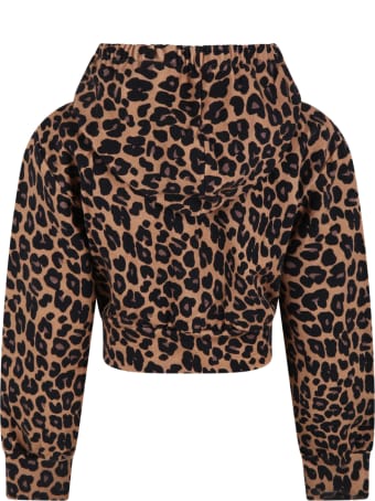 Douuod Brown Sweatshirt For Girl With Animalier Details