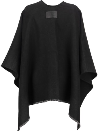 Burberry Solid - Wool Cape With Jacquard Monogram Pattern
