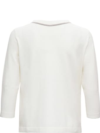 Fabiana Filippi White Wool And Silk Sweater With Bright Detail