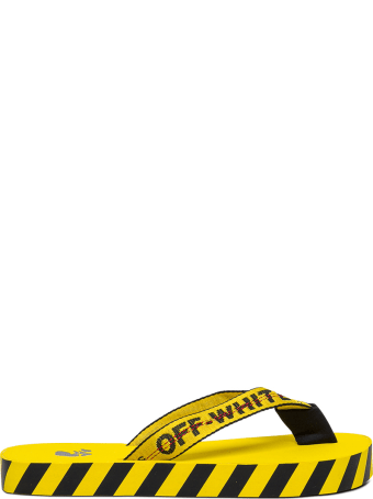 Off-White Industrial Rubber And Fabric Flip Flops