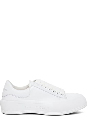 Alexander McQueen White Leather Skate Sneakers With Logo