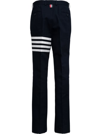 Thom Browne Blue Cotton Trousers With 7bar Detail
