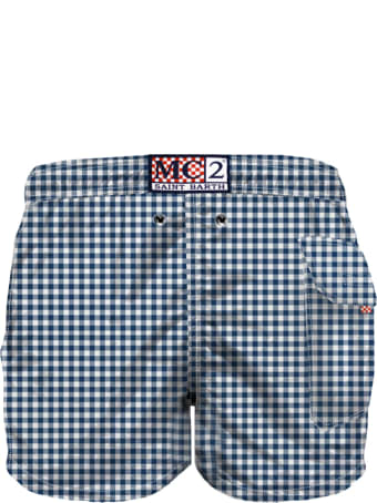 MC2 Saint Barth Boys Swim Trunks Vichy Blue