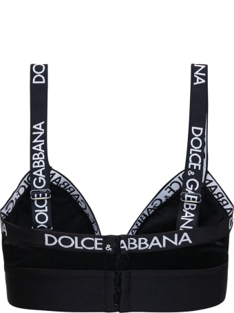 Dolce & Gabbana Black Satin Top With Contrasting Logo