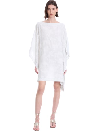 120% Lino Dress In White Linen