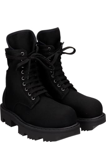 DRKSHDW Army Megrton Combat Boots In Black Canvas