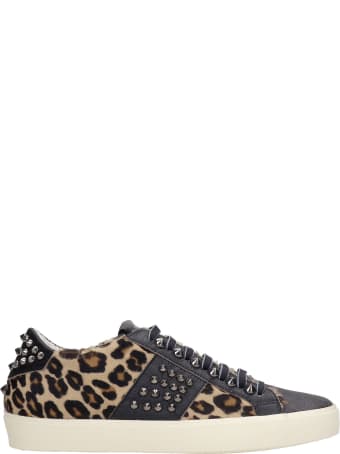 Leather Crown Sneakers In Animalier Pony Skin