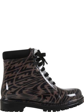 Fendi Brown Boots For Kids With Logo Vertigo