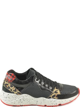 P448 Black Leather & Mesh Mid-top Sneakers