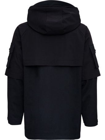 Lardini Black Quilted Nylon And Wool Jacket