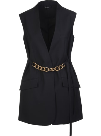 Givenchy Woman Black Lightweight Wool Sleeveless Jacket With Chain