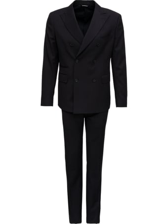 Tonello Double-breasted Black Viscose Blend Jacket