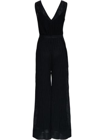 M Missoni Black Jumpsuit In Rayon Blend With Belt