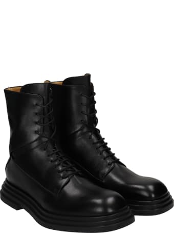 Cesare Paciotti Anfibio Combat Boots In Black Leather