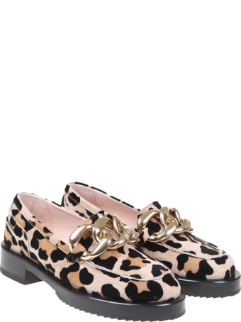 N.21 Animalier Suede Moccasin With Oversized Chain