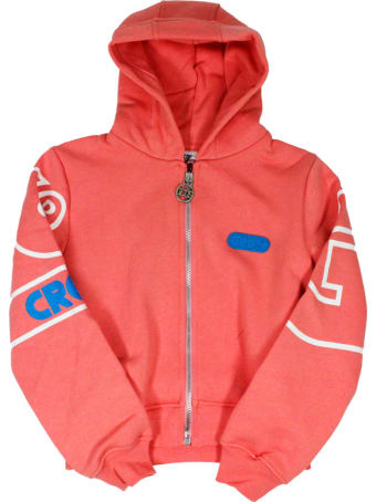 GCDS Cotton Sweatshirt With Zip And Hood With Logo Lettering On The Sleeves