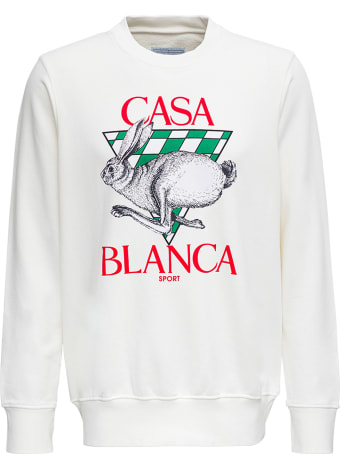 Casablanca White Cotton Sweatshirt With Casa Blanca Print
