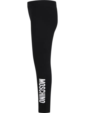 Moschino Black Leggings For Girl With Logo