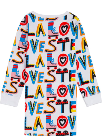 Stella McCartney Kids Cotton Dress With Multicolor Loves Print