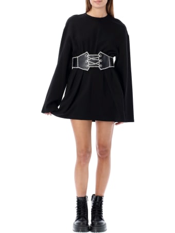 AREA Crystal-embellished Corseted T-shirt Dress