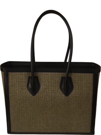 Balmain Embossed Logo Top Handle Tote