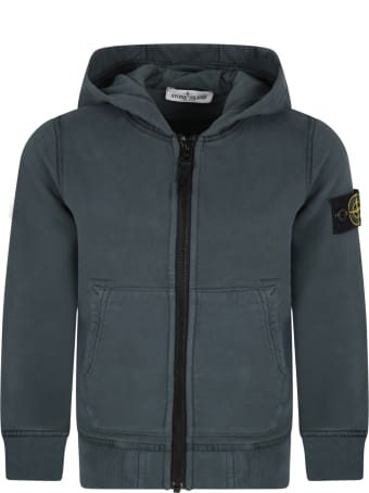 Stone Island Junior Green Sweatshirt For Boy With Iconic Compass