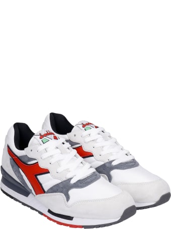 Diadora Intrepid Og Sneakers In White Suede And Fabric