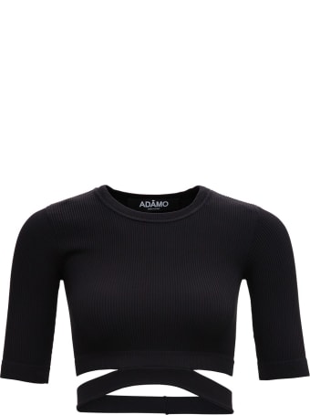 Andrea Adamo Black Ribbed Knit Sweater