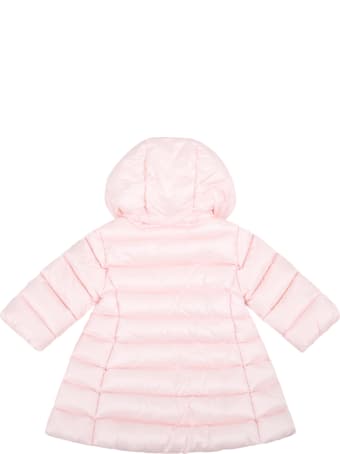 Moncler Pink "majeure" Jacket For Baby Girl With Logo Patch