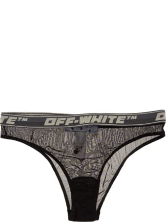 Off-White Transparent Black Briefs With Logo Band