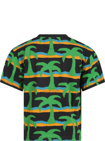 Stella McCartney Black T-shirt For Kids With Palms