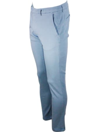 Sartoria Tramarossa Luis Slim Trousers In Stretch Cotton Gabardine With America Pockets With Tailored Stitching